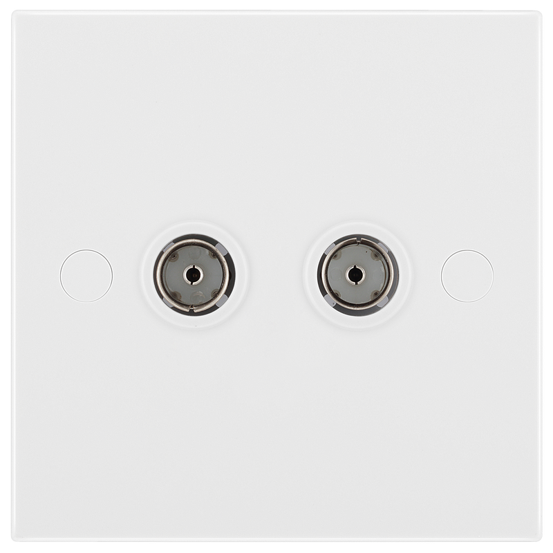 BG 961 Moulded Square Edge | White | 2 Gang Co-Axial TV Socket Outlet