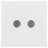 BG 961 Moulded Square Edge | White | 2 Gang Co-Axial TV Socket Outlet by British General (BG-961)
