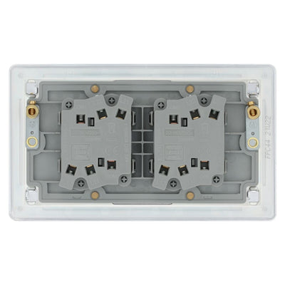 BG Screwless Polished Chrome 20A 16AX 2 Way Quadruple Light Switch FPC44 with 35mm Steel Back Box