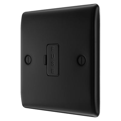 BG Nexus Matt Black 13A Unswitched Fused Connection Unit NFB54 with 35mm Steel Back Box