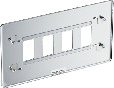 BG RFPC4 Nexus Screwless Grid Polished Chrome 4 Module Front Plate