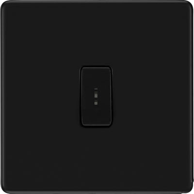 BG Flatplate Screwless Matt Black 2 Way Single Pole Secret Key Switch FFB12KY by British General (BG-FFB12KY)