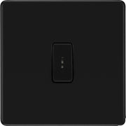 BG Flatplate Screwless Matt Black 2 Way Single Pole Secret Key Switch FFB12KY by British General (BG-FFB12KY)