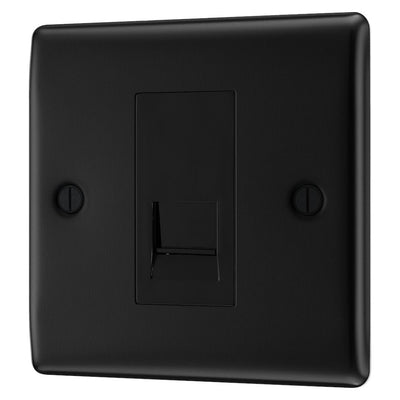 BG Nexus Matt Black 1 Gang RJ11 Single Data Outlet NFBRJ111 with 35mm Steel Back Box