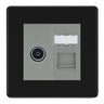 BG Screwless matt black TV Aerial & RJ45 CAT6 Data Socket - Grey Insert by British General