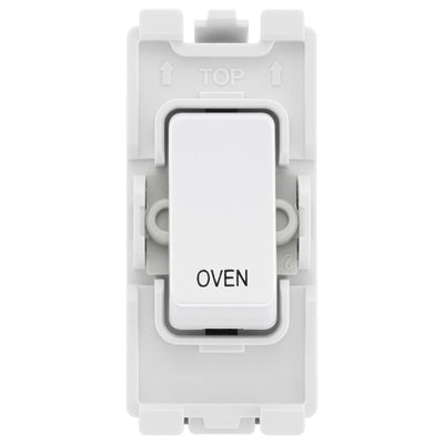 BG Evolve White RROVPCDW 20 Amp Double Pole Appliance Grid Switch Labelled Oven by British General (BG-RROVPCDW+RPCDW30)