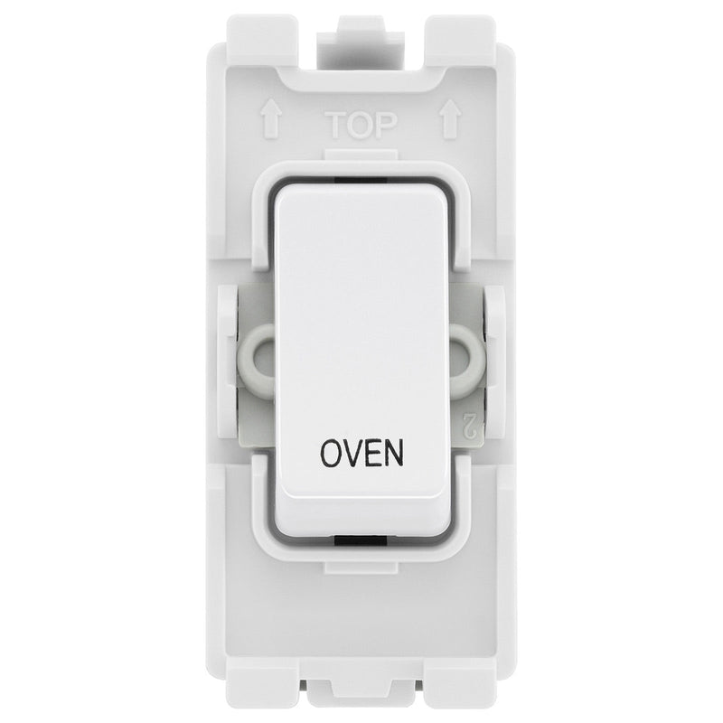 BG Evolve White RROVPCDW 20 Amp Double Pole Appliance Grid Switch Labelled Oven
