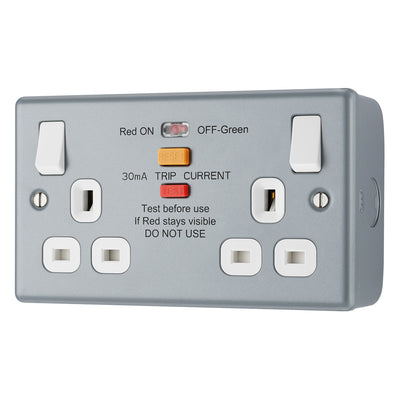 BG MC522ARCD Metal Clad 13A 2G SP Type A RCD Protection Switched Socket