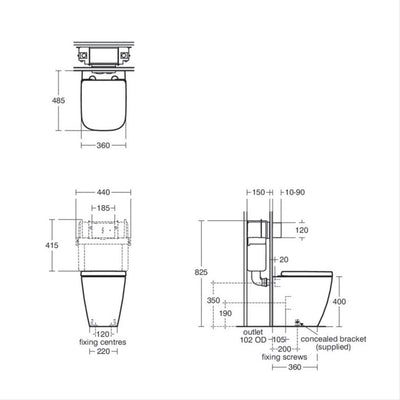 Ideal Standard i.Life S Rimless Back To Wall Pan - T519701