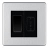 BG Flatplate Screwless Brushed Steel 20A Intermediate Switch & 13A Fused Spur Plate | Black Insert by British General