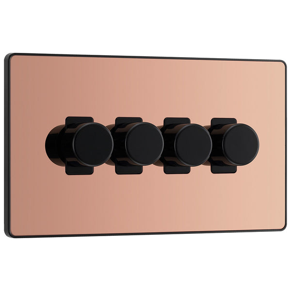 BG Evolve Polished Copper 4 Gang Custom Grid Dimmer Light Switch PCDPC84B