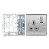 BG Nexus Metal Brushed Steel 13A Single Switched Socket NBS21G with 35mm Steel Back Box