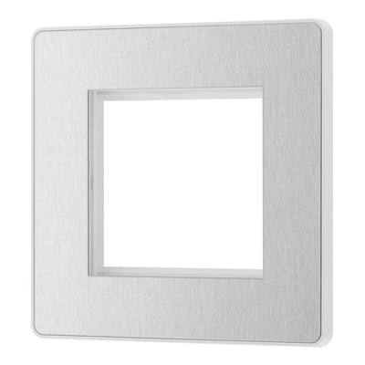 BG Evolve Brushed Steel Double Secondary Telephone Socket, Screw Terminal - White Insert