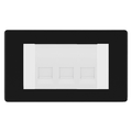 BG Screwless Matt Black 3 Gang Master Telephone Socket, Screw Terminal - White Insert