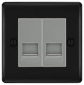BG Nexus Matt Black Double RJ11 Telephone Socket NFBRJ112 - Grey Insert