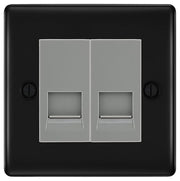 BG Nexus Matt Black Double RJ11 Telephone Socket NFBRJ112 - Grey Insert by British General (BG-NFBRJ112G)
