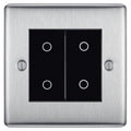 BG Nexus Brushed Steel Double Secondary Touch Dimmer Switch Black Inserts NBSTDS2B
