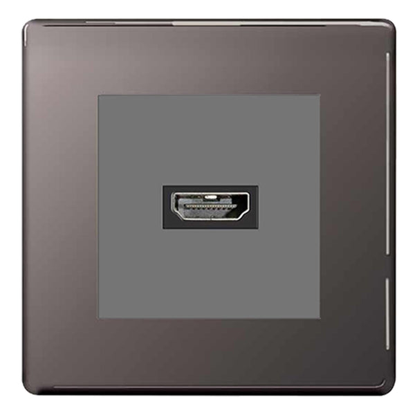 BG Nexus Screwless Black Nickel HDMI Socket Grey insert