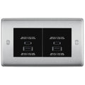 BG Brushed Steel 4G Faceplate with 45W USB A+C Charger Modules – Black Insert