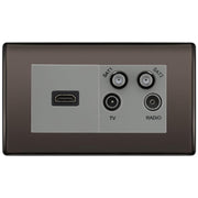 BG Nexus Black Nickel 4G Faceplate with HDMI + TV/FM/SAT Module - Grey Insert by British General (BG-NBNEMR4-HDMI-TVFM2G)