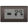 BG Nexus Black Nickel 4G Faceplate with HDMI + TV/FM/SAT Module - Grey Insert by British General (BG-NBNEMR4-HDMI-TVFM2G)