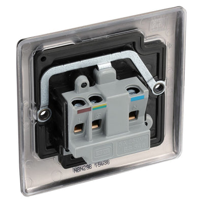 BG Nexus Black Nickel 5A Unswitched Round Pin Socket NBN29B and 25mm Steel Back Box