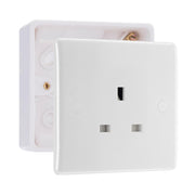 BG Nexus 13A Single Unswitched Power Socket White & 32mm Pattress Back Box by British General (BG-823+891)