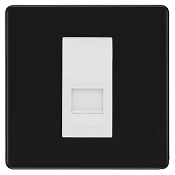 BG Screwless Matt Black Single IDC Secondary Telephone Socket - White Insert