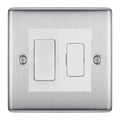 BG Nexus Brushed Steel 2 Way Light Switch & 13A Fused Spur Plate | White Insert