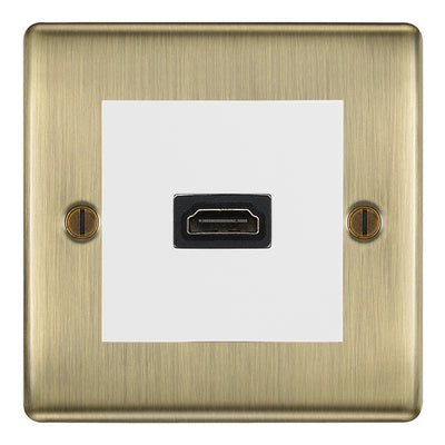 BG Nexus Antique Brass 1 Gang HDMI Socket White Insert by British General (BG-EMHDMIW+NABEMS2)