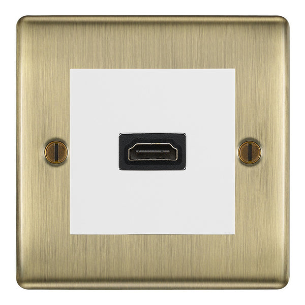 BG Nexus Antique Brass 1 Gang HDMI Socket White Insert