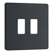 BG RPCDMG2B Evolve Grid Matt Grey 2 Module Square Front Plate - Black Trim