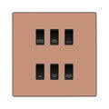 BG Evolve Polished Copper Custom Appliance Grid Switch 6 Gang Screwless