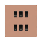 BG Evolve Polished Copper Custom Appliance Grid Switch 6 Gang Screwless by British General (BG-PC-6GANG-APPLIANCE)