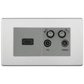 BG Screwless Brushed Steel 4G Faceplate with HDMI + TV/FM/SAT Module - Grey