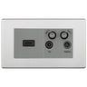 BG Screwless Brushed Steel 4G Faceplate with HDMI + TV/FM/SAT Module - Grey by British General (BG-FBSEMR4-HDMI-TVFM2G)