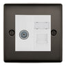 BG Nexus Black Nickel TV Aerial & RJ45 CAT6 Data Socket - White Insert by British General
