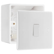 BG Nexus 1 Gang 20A 2 Pole Switch White & 50mm Pattress Back Box by British General (BG-830+877)