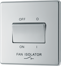 BG Electrical FPC15 Nexus Screwless Flat-Plate Fan Isolator Switch 3 Pole Polished Chrome 10A