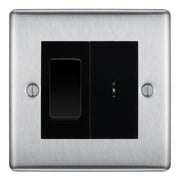 BG Nexus Brushed Steel 20A Secret Key Switch with 20A Double Pole Switch - Black Insert