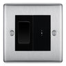BG Nexus Brushed Steel 20A Secret Key Switch with 20A Double Pole Switch - Black Insert by British General