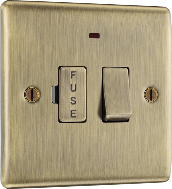 BG NAB52 Nexus Metal | Antique Brass | 13A | Neon Switched Fused Spur Unit