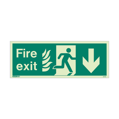 Extinguishers & Equipment: HTM 65 - NHS Estate Fire Exit Signs Size J: 200x450mm / Arrow Down by Jalite signs (SAFELINCS-JS437HTM/J)