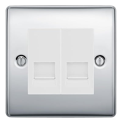 BG Nexus Polished Chrome Double RJ11 Telephone Socket NPCRJ112 - White Insert