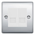 BG Nexus Polished Chrome Double RJ11 Telephone Socket NPCRJ112 - White Insert