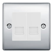 BG Nexus Polished Chrome Double RJ11 Telephone Socket NPCRJ112 - White Insert by British General (BG-NPCRJ112W)