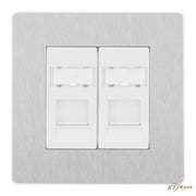 BG Evolve Brushed Steel 2 Gang RJ45 Data Socket PCDBSRJ452W White Inserts