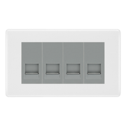 BG White Moulded 4 Gang Secondary Telephone Socket, Screw Terminal - Grey Insert by British General (BG-8EMR4+EMBTSSG)
