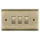 BG Nexus Antique Brass 3 Gang Switch 2x Intermediate 1x 1 or 2 Way Custom Grid