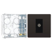 BG Screwless Black Nickel Single Isolated Coaxial Socket FBN62 with 35mm Steel Back Box